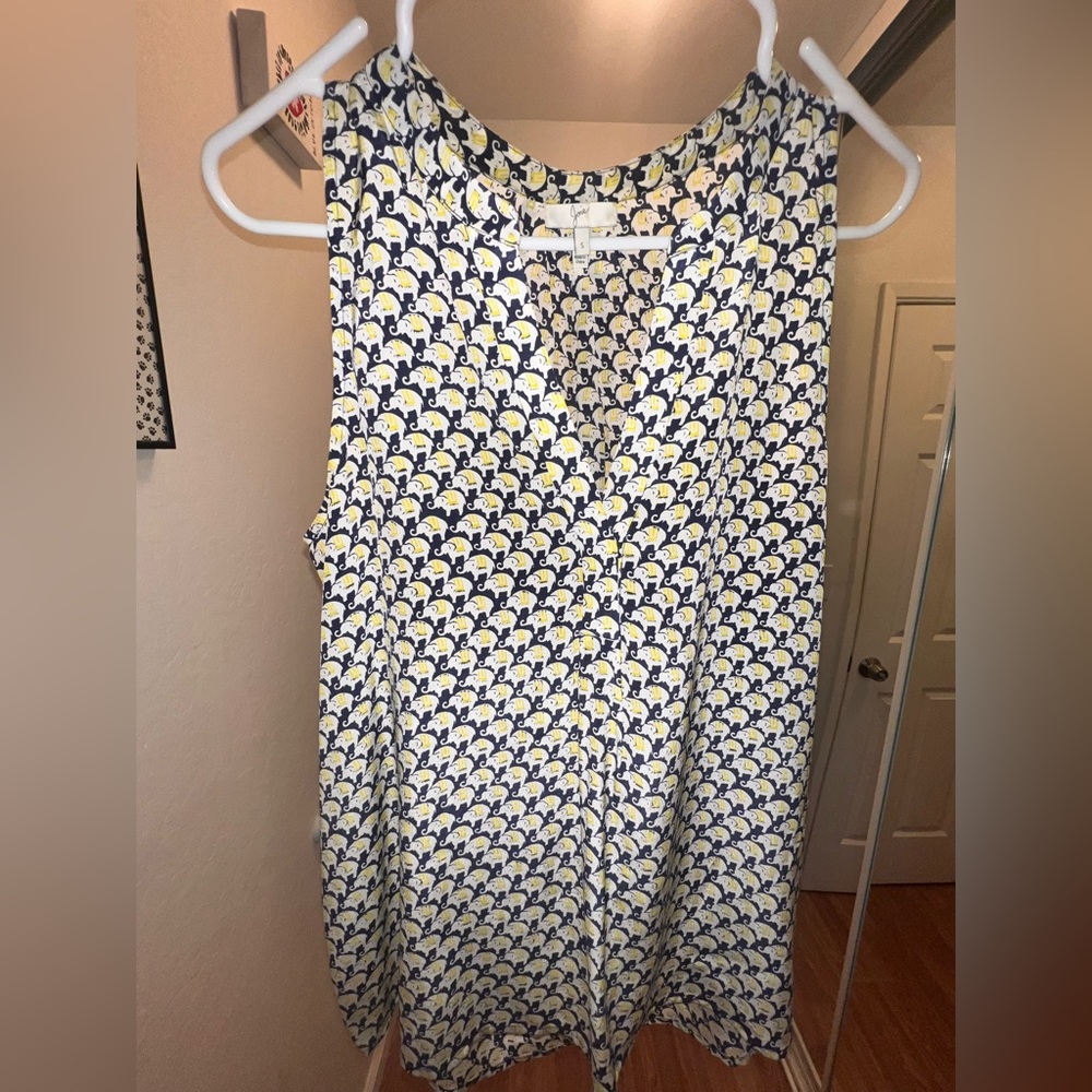Joie Blue and Cream Patterned Blouse
